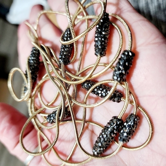 NWT Chico's Wynni Double Strand Gold Tone Necklace w Extention Grey Accents New - Picture 6 of 9